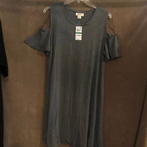 Large Heather Grey Cold Shoulder T-Shirt Dress